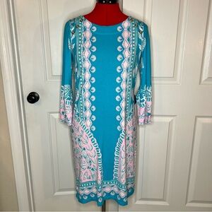 Lilly Pulitzer Tana Shift Dress Water Ya Waiting For Turquoise Teal Pink Women S